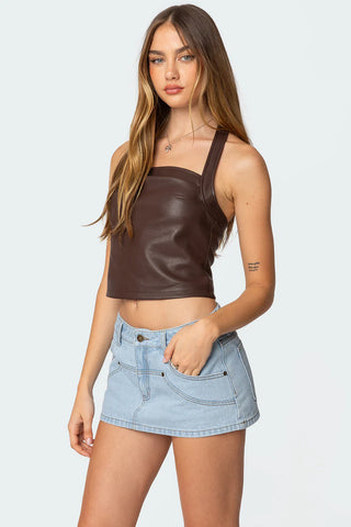 Vega Faux Leather Halter Top