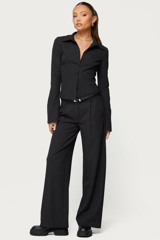 Pinstripe Tailored Straight Leg Trousers