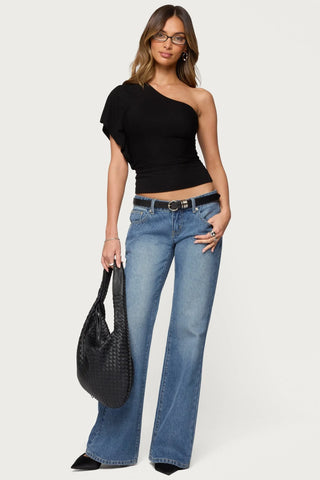 Asymmetric Striped One Shoulder Top