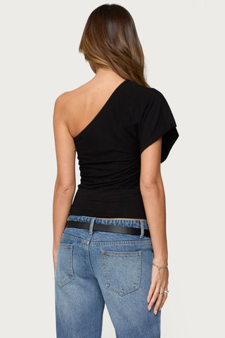 Asymmetric Striped One Shoulder Top