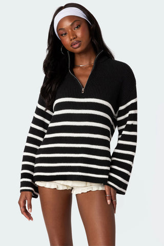 Relaxed Fit Zip-Up Sweater