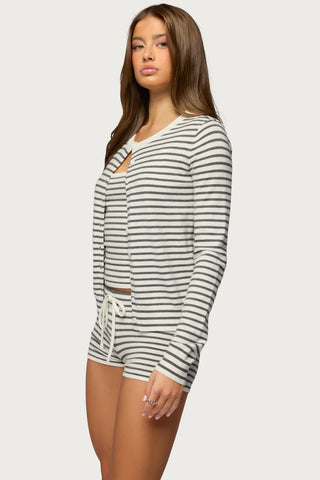 Lillian Striped Button Up Knit Cardigan