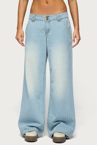 Petite Cory Striped Low Rise Jeans