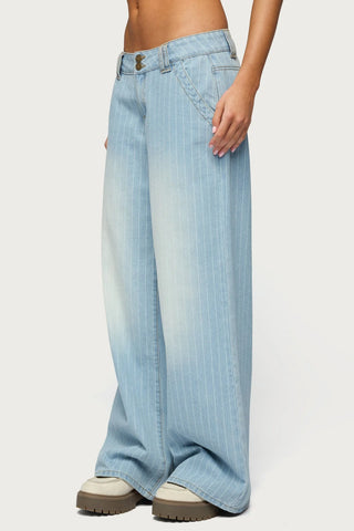Petite Cory Striped Low Rise Jeans