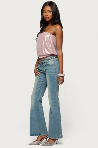 Leira Silky Sparkly Strapless Top