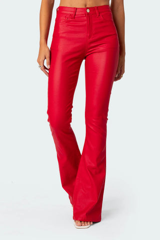 Nova Faux Leather Flare Jeans