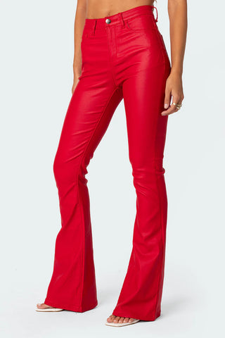 Nova Faux Leather Flare Jeans