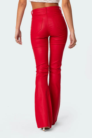 Nova Faux Leather Flare Jeans