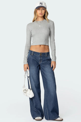 Petite Cory Striped Low Rise Jeans