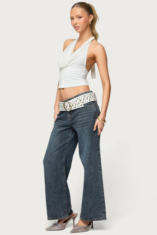 Hook & Eye Cowl Neck Halter Top