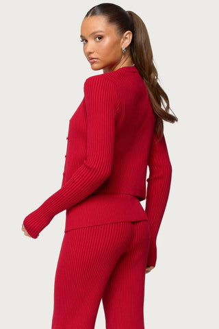 Adannah Ribbed Knit Button Up Cardigan