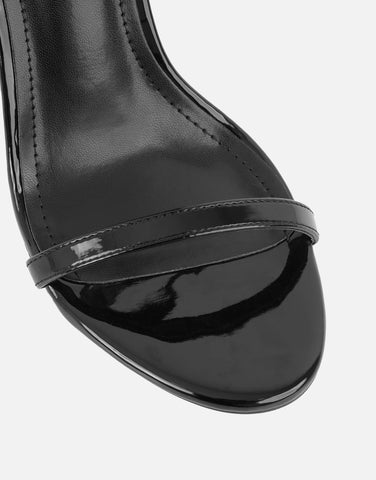 Gabby Black Patent Barely There Heeled Sandals