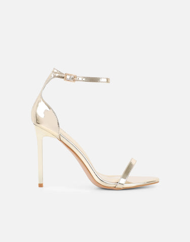 Gabby Black Patent Barely There Heeled Sandals