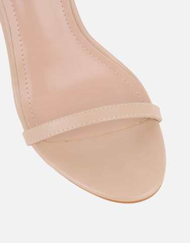 Gabby Black Patent Barely There Heeled Sandals