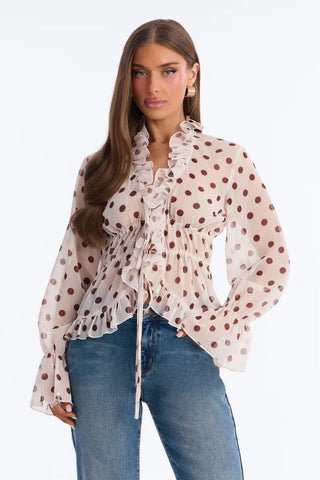 About Me Flyaway Chiffon Ruffle Top