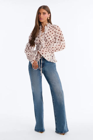 About Me Flyaway Chiffon Ruffle Top