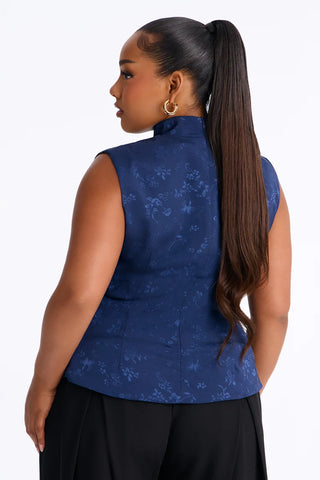 Familiar Feeling Satin Mock Neck Blouse