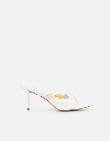Carla Beige Embellished Toe Post Mules