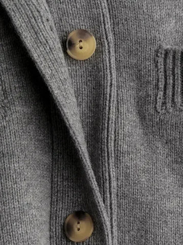 V-neck Long-sleeved Knitted Cardigan