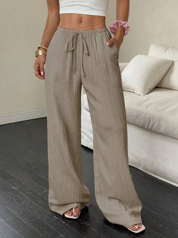 Soft Textured Drawstring Pants for Everyday Comfort & Elegance