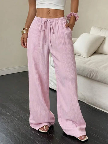 Soft Textured Drawstring Pants for Everyday Comfort & Elegance