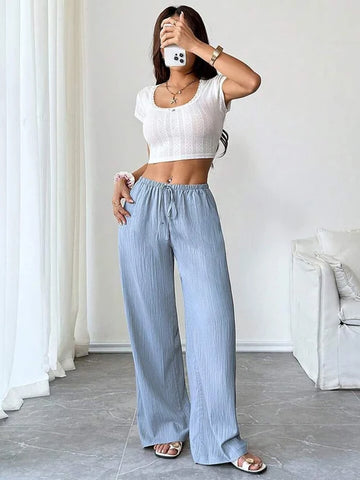 Soft Textured Drawstring Pants for Everyday Comfort & Elegance