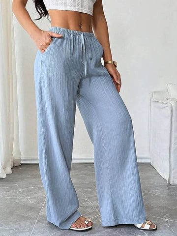 Soft Textured Drawstring Pants for Everyday Comfort & Elegance