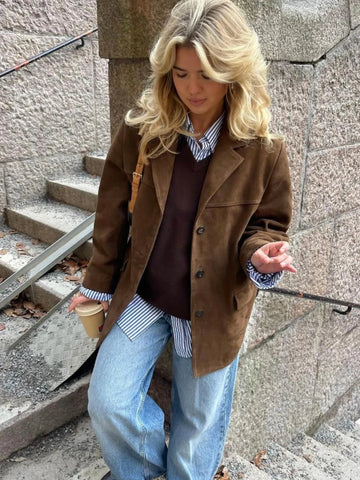 Retro Taupe Suede Jacket