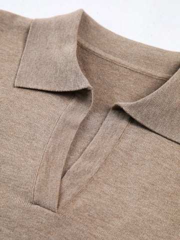 Minimalist Style Knit Polo Sweater