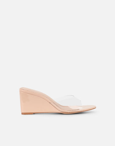 Iris White Wedge Mules