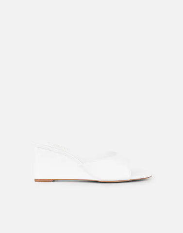 Iris White Wedge Mules
