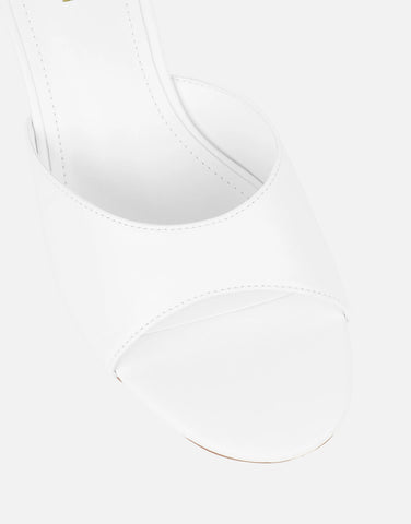 Iris White Wedge Mules