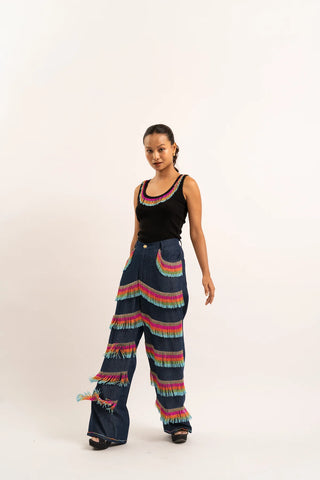Rainbow Tassel Denim