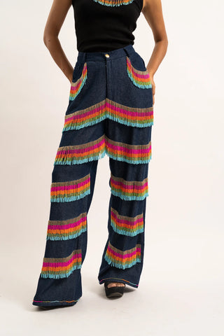 Rainbow Tassel Denim