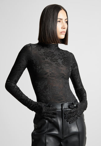 Jacquard Bodysuit With Gloves