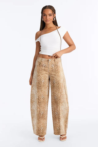 Deerly Beloved Low Rise Barrel Leg Pant