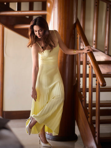 Tube-top High Waist Sling Pleated Dress