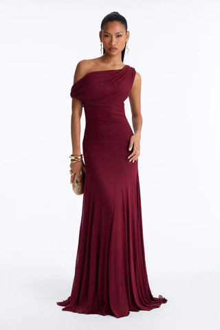 Anastasia Draped Mesh Maxi Dress