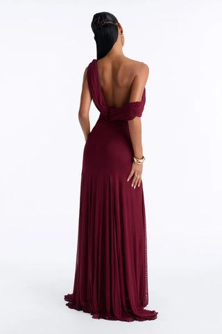 Anastasia Draped Mesh Maxi Dress