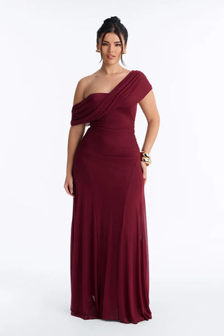 Anastasia Draped Mesh Maxi Dress