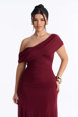 Anastasia Draped Mesh Maxi Dress