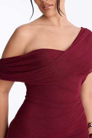 Anastasia Draped Mesh Maxi Dress