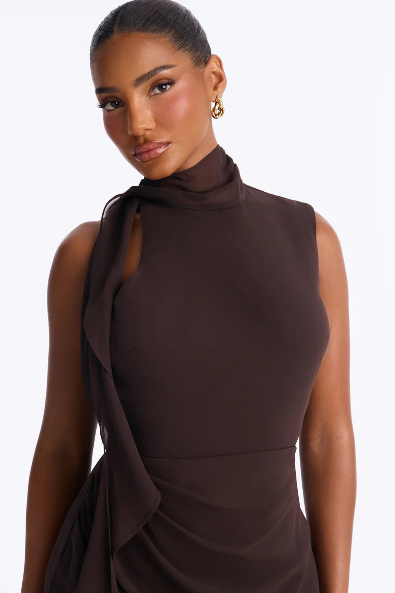 Lucille Backless Chiffon Maxi Dress