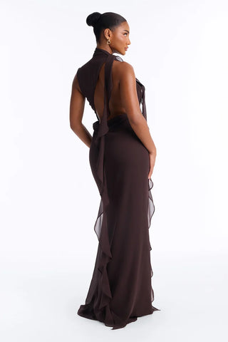 Lucille Backless Chiffon Maxi Dress