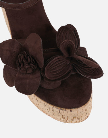 Mikaela White Flower Detail Heeled Wedge