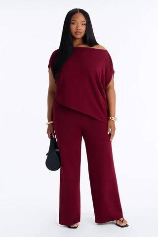 Alina One Shoulder Scuba Pant Set