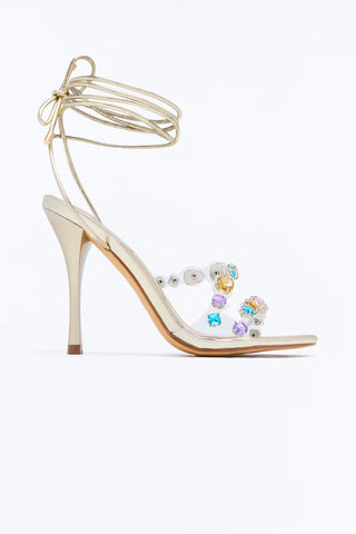 Never Enough Rhinestone Wrap Up Heels