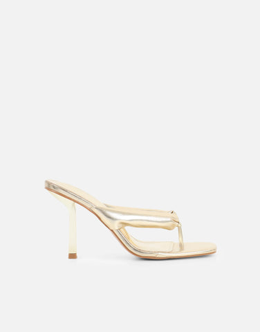 Lila Gold Metalic Toe Post Heeled Sandals