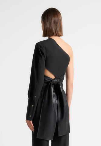 Sleek Asymmetry Leather Top