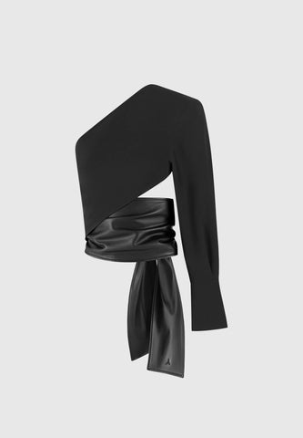 Sleek Asymmetry Leather Top